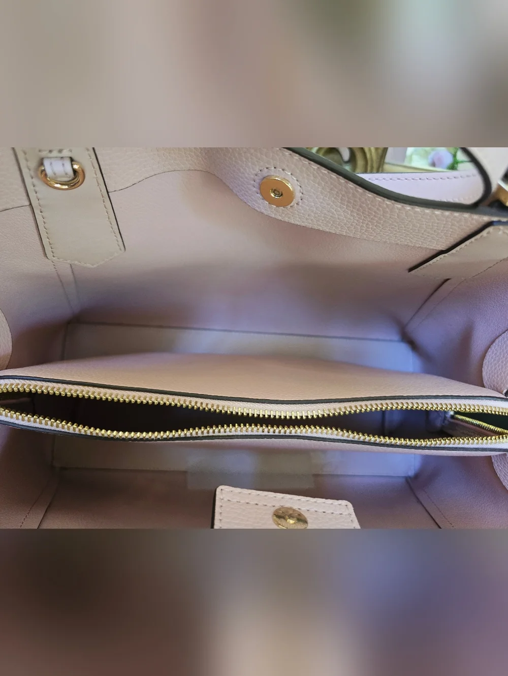 Michael Kors Large Kimberly Pebbled Leather Satchel Blossom Gold Hardware NWOT - Picture 9 of 10